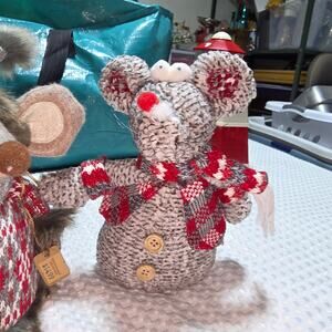 CHRISTMAS PLUSH SET OF 2 MOUSE STUFFED SHELF SITTERS